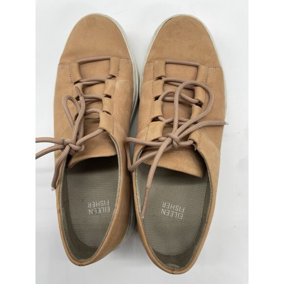 Eileen Fisher Prescot Platform Sneakers Pink Tan Sz 7 Casual Suede Comfy Shoes - Picture 5 of 5